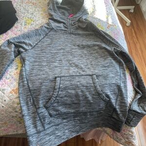 Marc New York Striped Gray Hoodie with Pink Accent